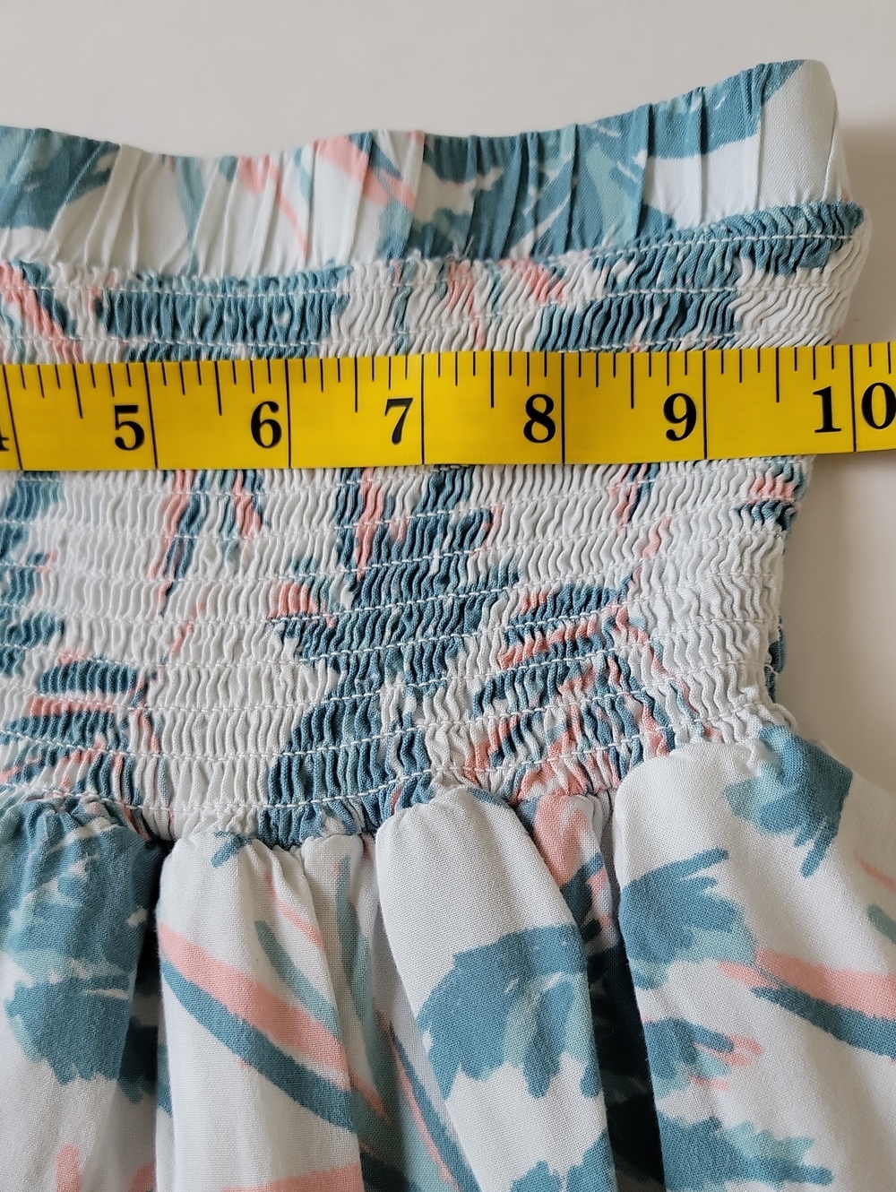 Grayson Threads Girls Strapless Smocked Top Blue Pink Floral Tiered Ruffle M 8 - Picture 7 of 9